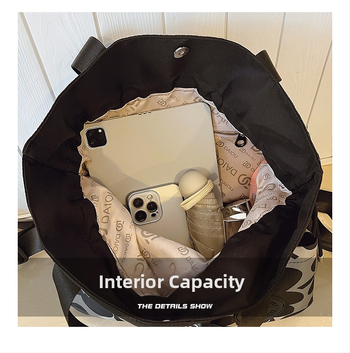 Moteriška kuprinė su traukimo virve korejiečių stiliumi, nailonas, poliesterio pamušalas, vienspalvė, išlenktos pečių juostos, tinkama universitetui, ruduo 2025