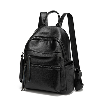 Ženski ruksak s kapacitetom 20-35 L, PU + prava koža; vodootporan, otporan na habanje, zaštita od krađe; jednobojni uzorak, gradski stil