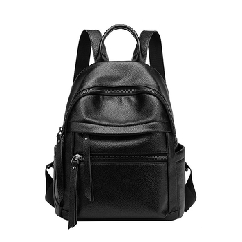 Ženski ruksak s kapacitetom 20-35 L, PU + prava koža; vodootporan, otporan na habanje, zaštita od krađe; jednobojni uzorak, gradski stil