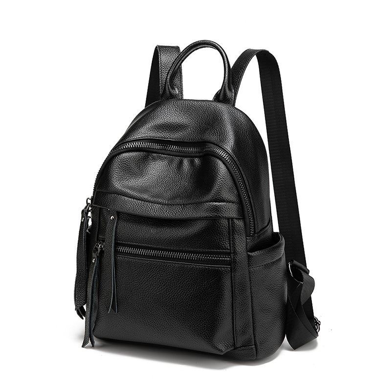 Ženski ruksak s kapacitetom 20-35 L, PU + prava koža; vodootporan, otporan na habanje, zaštita od krađe; jednobojni uzorak, gradski stil