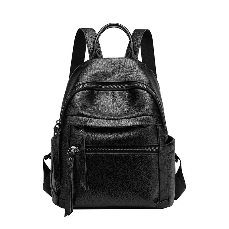 Ženski ruksak s kapacitetom 20-35 L, PU + prava koža; vodootporan, otporan na habanje, zaštita od krađe; jednobojni uzorak, gradski stil