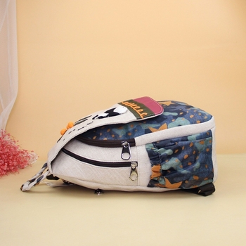 Rucsac pentru femei cu motif Panda, material din amestec de in, stil literar național, căptușeală poliester, lansare primăvara 2025, potrivit pentru călătorii de agrement