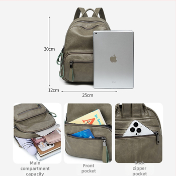 PU kožni ruksak, unisex, za 10-inčni laptop, ultra lagan, gradski minimalistički stil