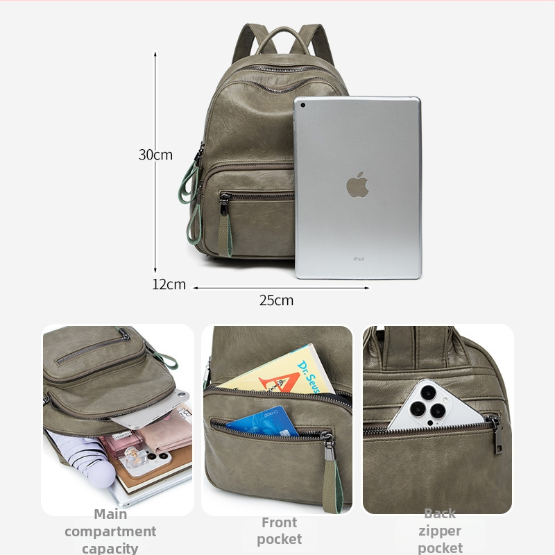 PU kožni ruksak, unisex, za 10-inčni laptop, ultra lagan, gradski minimalistički stil