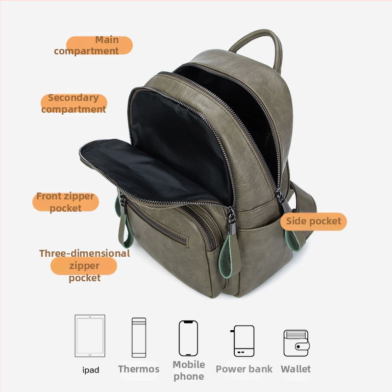 PU kožni ruksak, unisex, za 10-inčni laptop, ultra lagan, gradski minimalistički stil