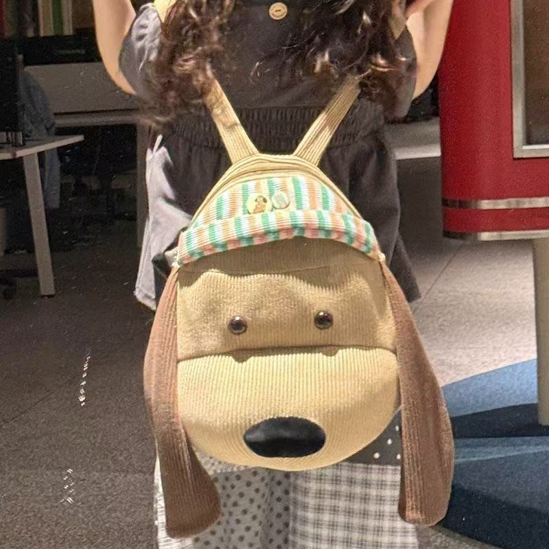 Rucsac de călătorie cu pui de pluș (Material: catifea; Stil: călătorie de loisir; Funcție: impermeabil; Deschidere: fermoar; Structură internă: buzunar pentru telefon)