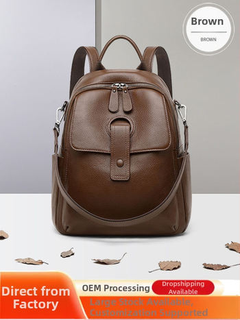 Rucsac dama din piele naturală pentru afaceri – piele de vită din stratul superior, închidere cu fermoar, compartimente interioare