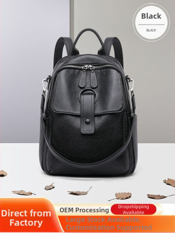 Rucsac dama din piele naturală pentru afaceri – piele de vită din stratul superior, închidere cu fermoar, compartimente interioare