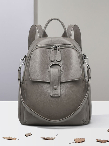 Rucsac dama din piele naturală pentru afaceri – piele de vită din stratul superior, închidere cu fermoar, compartimente interioare