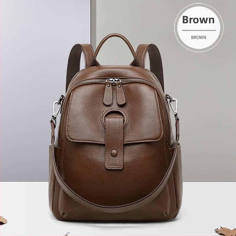 Rucsac dama din piele naturală pentru afaceri – piele de vită din stratul superior, închidere cu fermoar, compartimente interioare