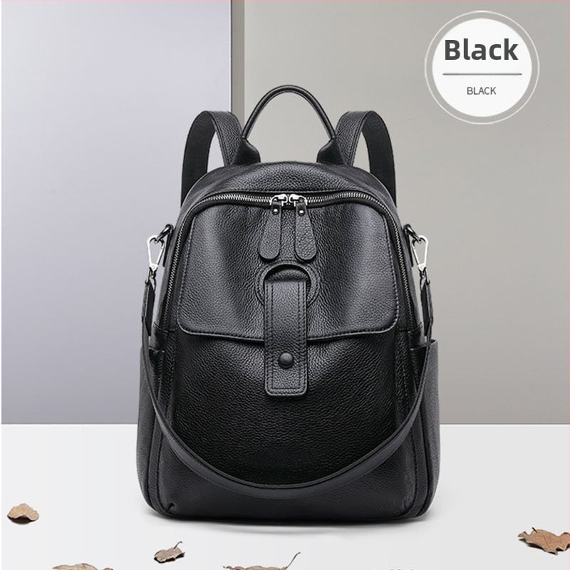 Rucsac dama din piele naturală pentru afaceri – piele de vită din stratul superior, închidere cu fermoar, compartimente interioare