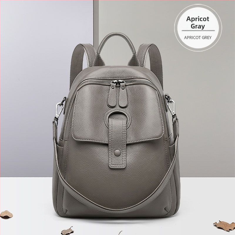 Rucsac dama din piele naturală pentru afaceri – piele de vită din stratul superior, închidere cu fermoar, compartimente interioare