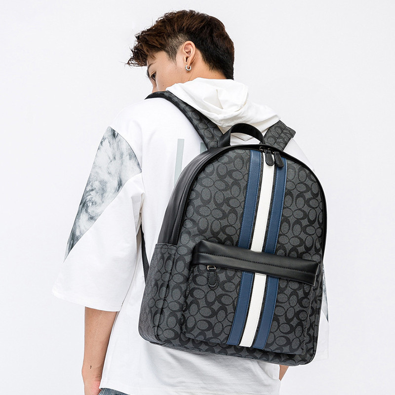 Unisex ruksak 20-35L, PU koža, vodootporan, karirani uzorak, torba za prijenosno računalo