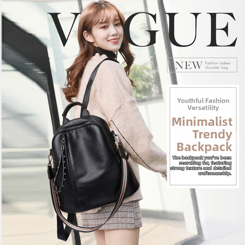 Ženska torba od prave kože, korejski stil, velika kapaciteta, dvostruko korišćenje (crossbody/ruksak) (20–35 L, koža prvog sloja goveda, zatvaranje na zip, podstava od poliestera, dvostruki dizajn)