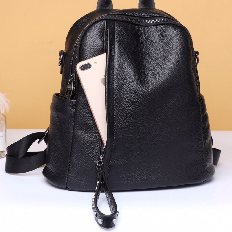 Ženska torba od prave kože, korejski stil, velika kapaciteta, dvostruko korišćenje (crossbody/ruksak) (20–35 L, koža prvog sloja goveda, zatvaranje na zip, podstava od poliestera, dvostruki dizajn)