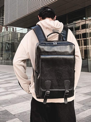 PU bőr hátizsák, uniszex, 20–35 L, 16 colos laptophoz