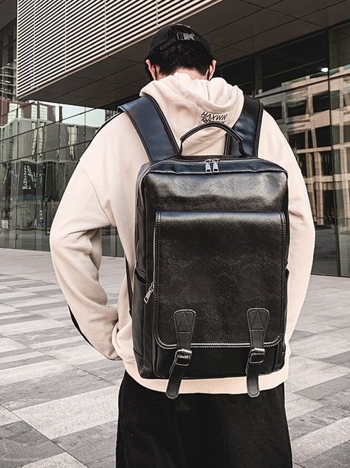 PU bőr hátizsák, uniszex, 20–35 L, 16 colos laptophoz