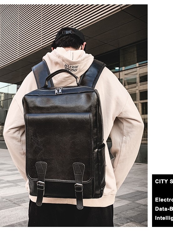 PU bőr hátizsák, uniszex, 20–35 L, 16 colos laptophoz