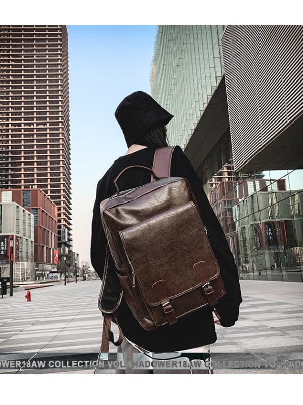 PU bőr hátizsák, uniszex, 20–35 L, 16 colos laptophoz