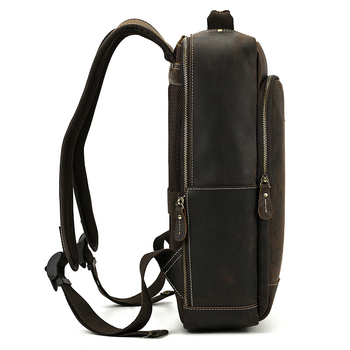 Δερμάτινο σακίδιο πλάτης για φορητό υπολογιστή 15,6 ιντσών, μεγάλη χωρητικότητα 20–35 L, Crazy Horse δέρμα, δέρμα πρώτου στρώματος βοοειδών, αντίσταση στις σταγόνες νερού, επαγγελματικό ταξίδι