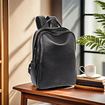 Мъжка кожена раница за бизнес и свободно време — истинска кожа, 36–55 л, подходяща за 14-инчов лаптоп, извити презрамки, подплата полиестер