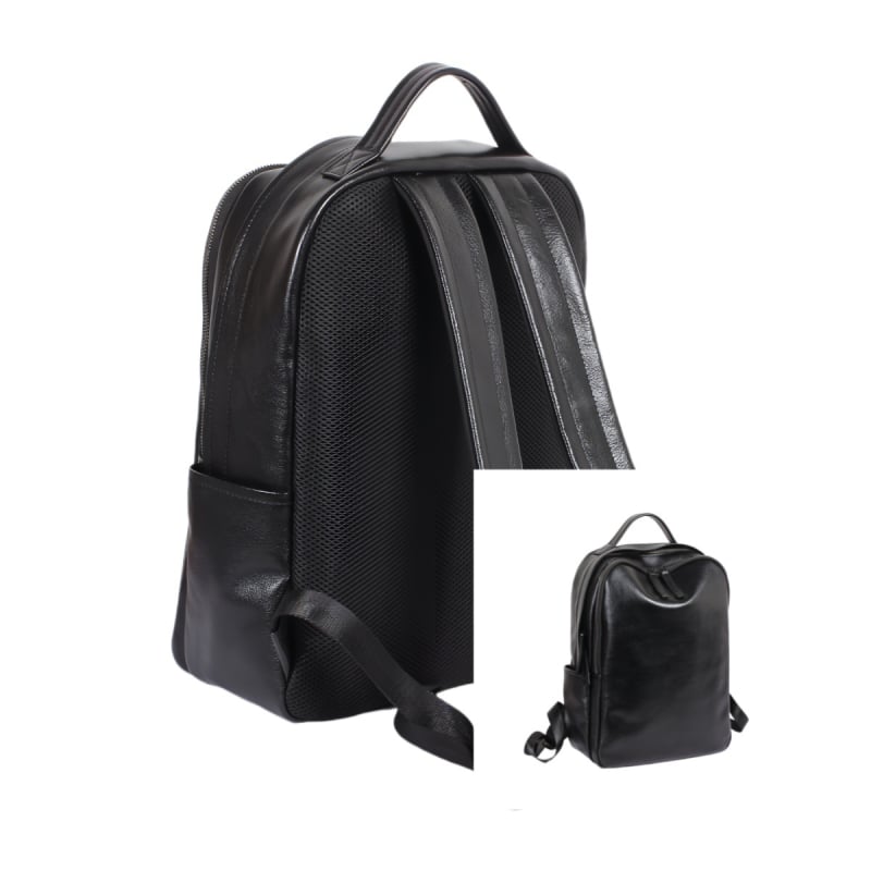 Мъжка кожена раница за бизнес и свободно време — истинска кожа, 36–55 л, подходяща за 14-инчов лаптоп, извити презрамки, подплата полиестер