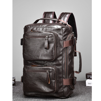 Muška višefunkcionalna putna torba: ruksak, torba preko ramena i crossbody te ručna torba; PU nubuk koža, vodootporna; kapacitet 20–35 L; kompatibilna s 16-inčnim laptopom; poliester podstava; urban casual stil