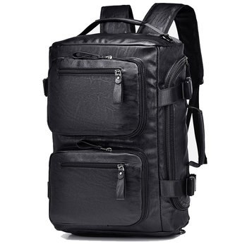 Muška višefunkcionalna putna torba: ruksak, torba preko ramena i crossbody te ručna torba; PU nubuk koža, vodootporna; kapacitet 20–35 L; kompatibilna s 16-inčnim laptopom; poliester podstava; urban casual stil