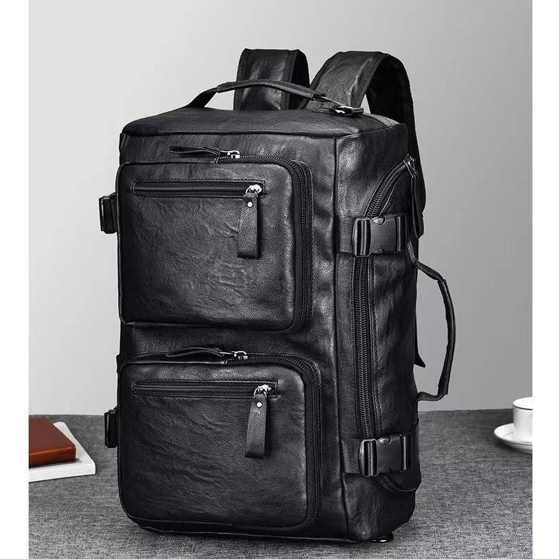 Muška višefunkcionalna putna torba: ruksak, torba preko ramena i crossbody te ručna torba; PU nubuk koža, vodootporna; kapacitet 20–35 L; kompatibilna s 16-inčnim laptopom; poliester podstava; urban casual stil