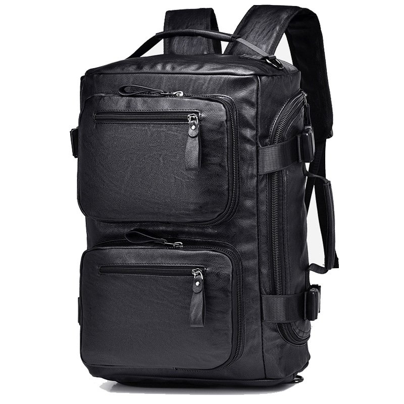 Muška višefunkcionalna putna torba: ruksak, torba preko ramena i crossbody te ručna torba; PU nubuk koža, vodootporna; kapacitet 20–35 L; kompatibilna s 16-inčnim laptopom; poliester podstava; urban casual stil