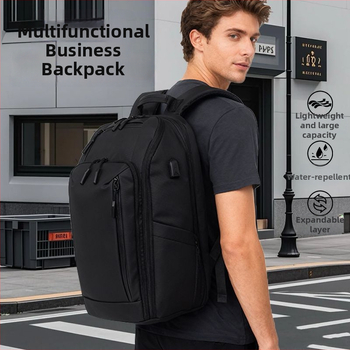 Kingslong daugiafunkcinė verslo kuprinė, išplėčiama, atspari vandeniui; tinka 16 colių nešiojamam kompiuteriui; Medžiaga: PU; Pečių diržų sistema: išlenkti.