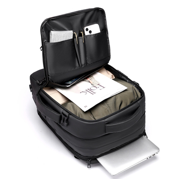 Rucsac cu protecție împotriva furtului, extensibil pentru bărbați, 36–55 L, compatibil laptop până la 15 inchi, țesătură Oxford impermeabil