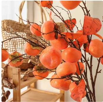Set od 7 umjetnih svilnih cvjetova persimmon za vjenčane rekvizite i fotografiju