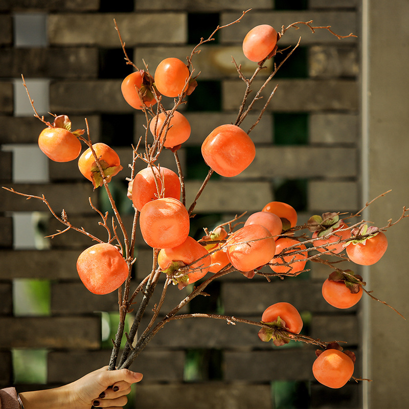 Set od 7 umjetnih svilnih cvjetova persimmon za vjenčane rekvizite i fotografiju
