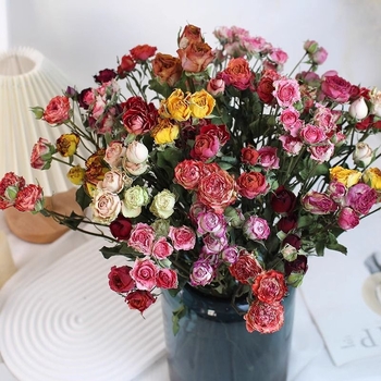Buchet de flori uscate cu trandafiri cu mai multe capete — buchet mixt, decor DIY pentru casă