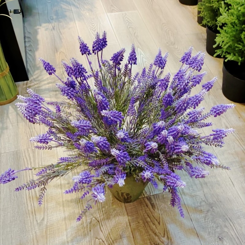 Flori artificiale de levănțică din mătase, flocking, 7 tulpini, pentru nuntă, exterior, recuzită fotografică, decor pentru casă