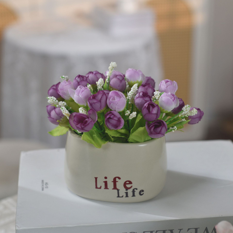 Vază ceramică cu Peony, decor floral pentru masă, utilizare casnică