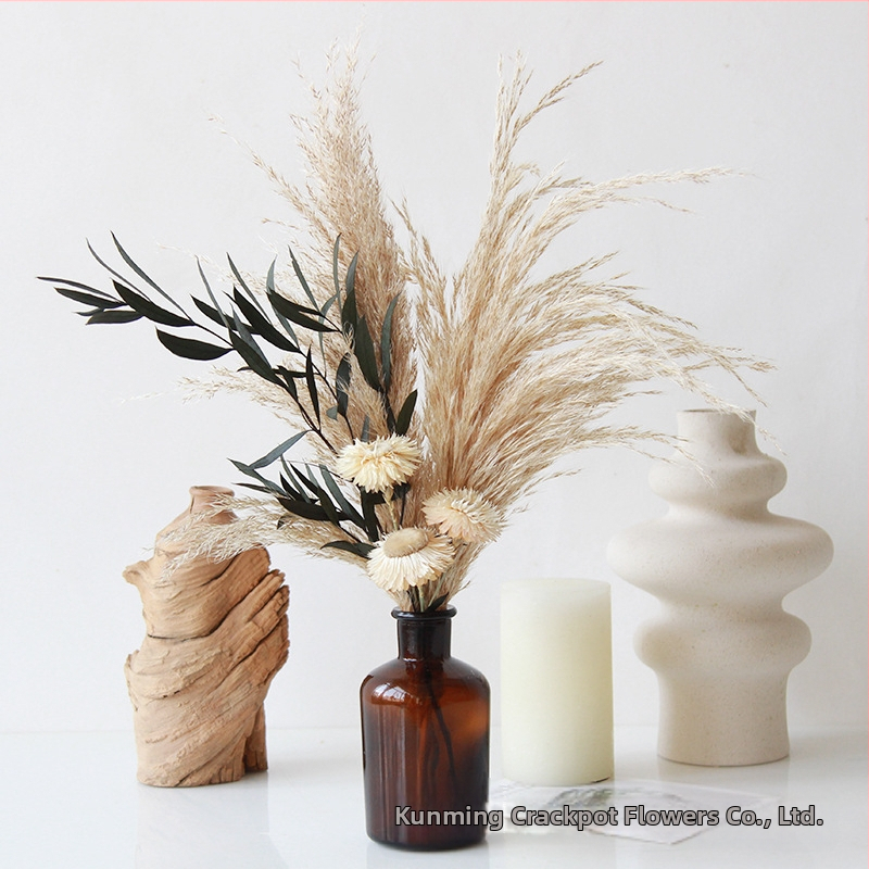 Sauss ziedu pušķis ar smalkām lapu venām no rīkles trasteļu — lapu venas maisījums; iepakots caurspīdīgā OPP maisiņā