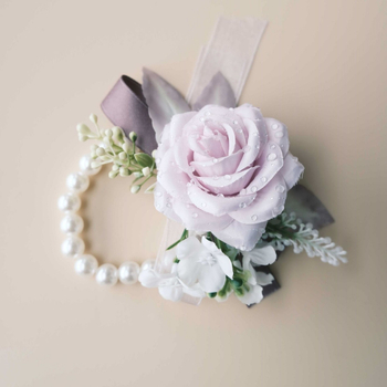 Esküvői csuklópánt rózsa művirággal – kézzel készített, műanyagból, logónyomás elérhető, kódok Xh0223/Xh0224