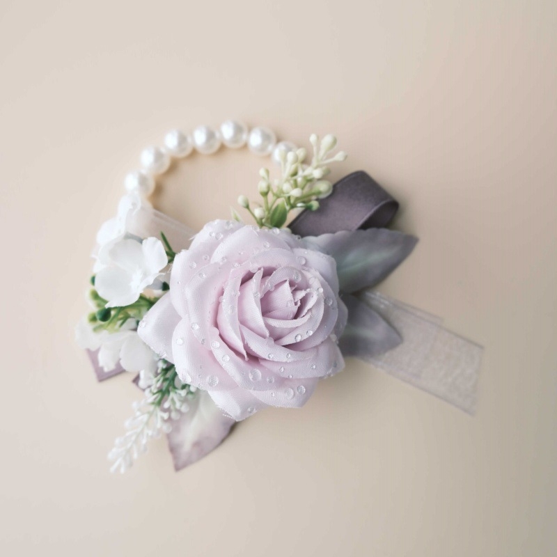 Esküvői csuklópánt rózsa művirággal – kézzel készített, műanyagból, logónyomás elérhető, kódok Xh0223/Xh0224