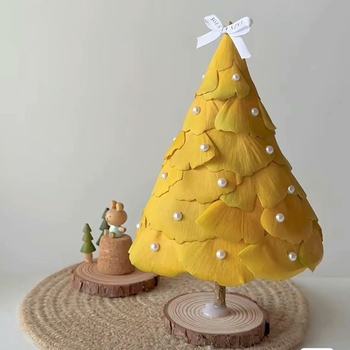 Ginkgo lehtedest kuivatatud lilled, oksadest kuivatatud, värvitud, kotikesteks