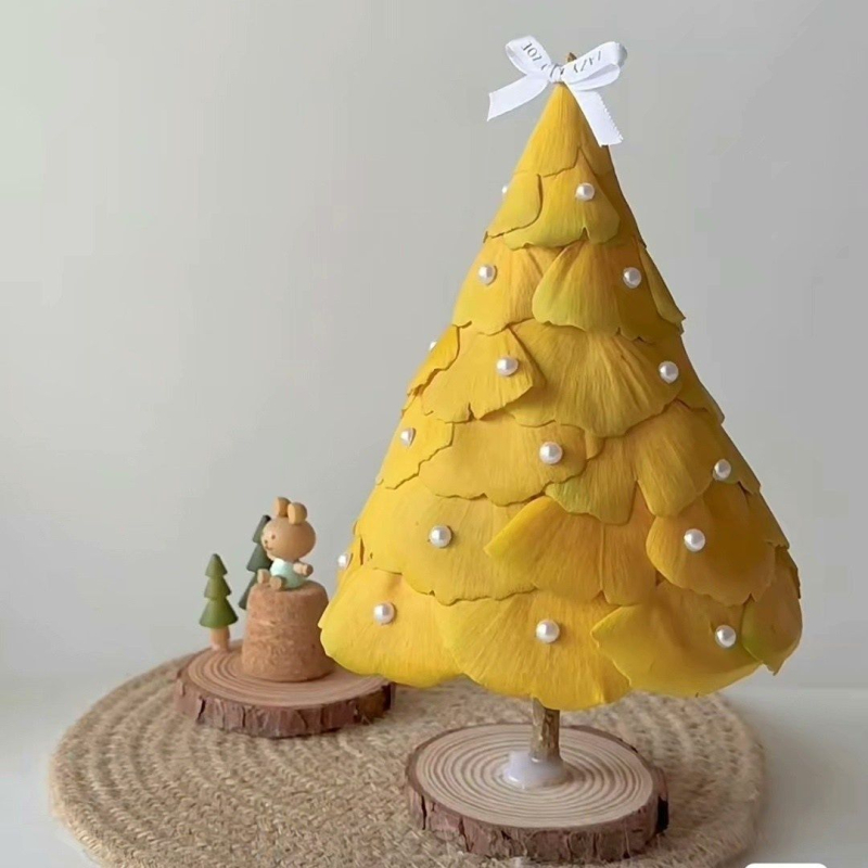 Ginkgo lehtedest kuivatatud lilled, oksadest kuivatatud, värvitud, kotikesteks