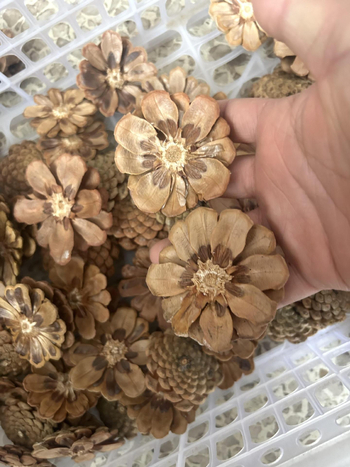 Fenyőtoboz virágok Daisy — drótos szövésű kézműves készlet esküvői dekorációhoz