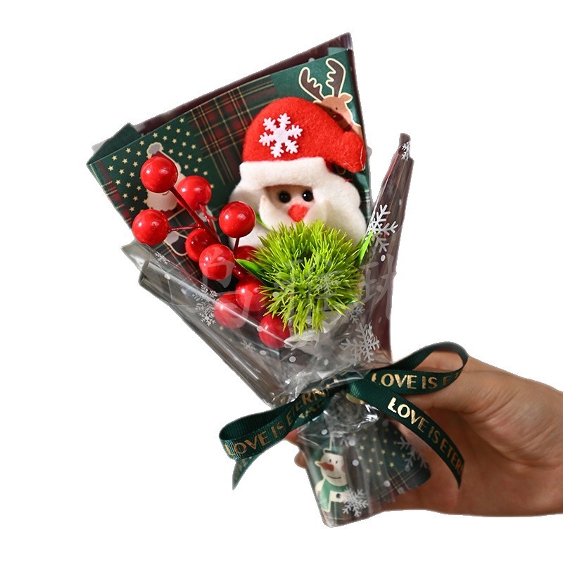 Коледен букет от изсушени цветя с Дядо Коледа, SD001, 20 г, ръчна изработка