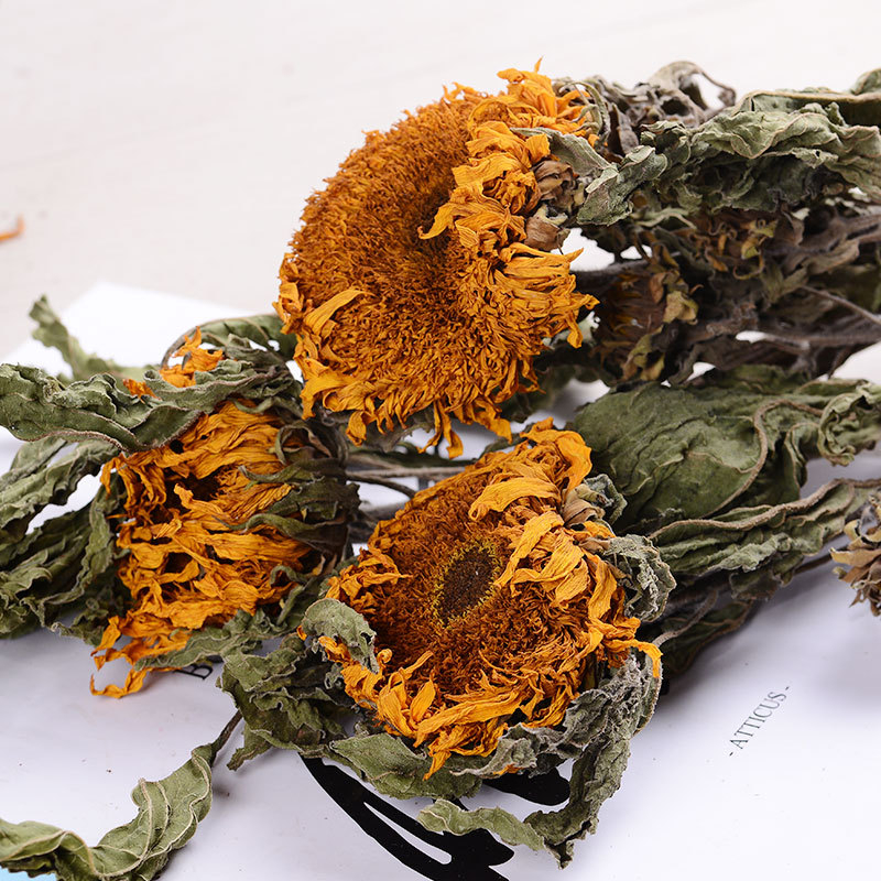 Napraforgó szárított virágok - színezés nélkül, szárított levélerek, csokorhoz, karton csomagolás