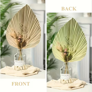 Deco boem cu flori uscate pe frunze de palmier pentru o atmosferă tropicală naturală în casă — Brand: Flower Season; Meșteșug: Altul; Varietate: Alta; Material: Flori uscate