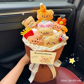 Urs pluș în buchet pentru absolvire și zi de naștere — Materiale: plastic, PU, flori de mătase; Ocazii: absolvire, zi de naștere