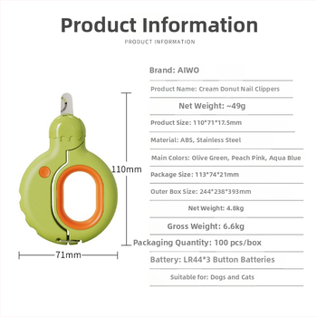 Janie Cat Clește de unghii pentru pisici și pila de unghii cu LED, pentru pisici, 1 buc.