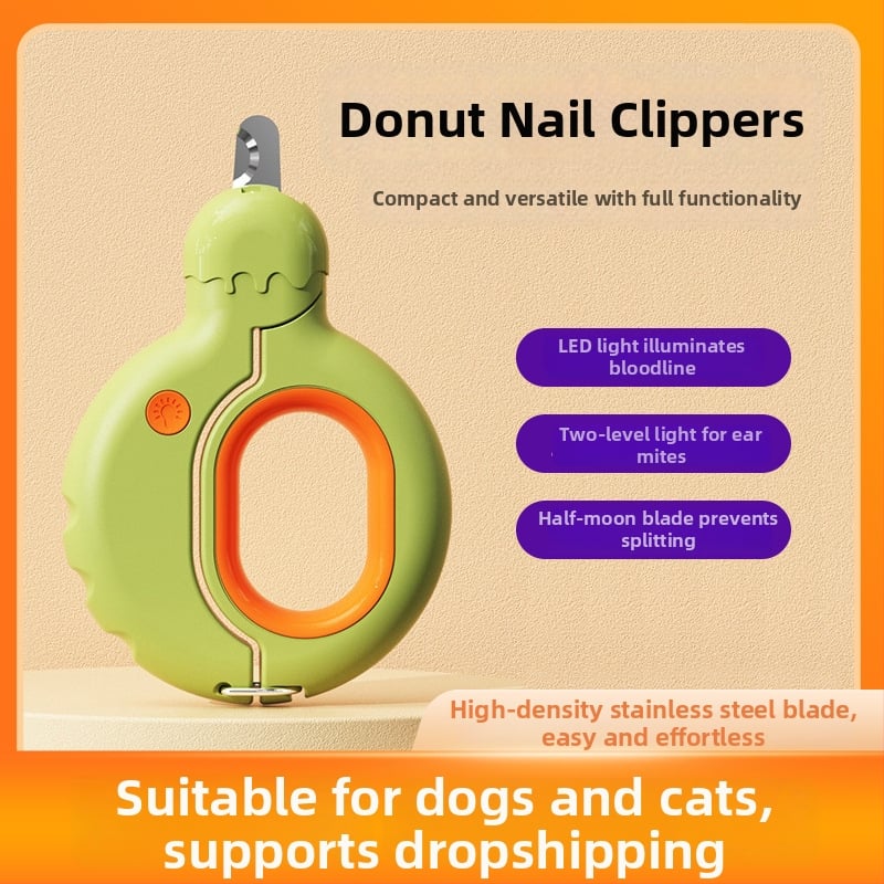 Janie Cat Clește de unghii pentru pisici și pila de unghii cu LED, pentru pisici, 1 buc.