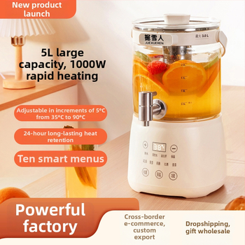 Daudzfunkcionāla veselības pot tējas un ūdens pagatavotājs ar digitālo termostatu, stikla korpuss, iekšējā tvertne no 304 nerūsējošā tērauda, 4 L tilpums, 220 V, 1000 W